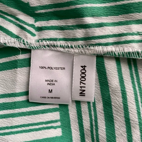 New York & Co Women’s Green & White Striped Off-The-Shoulder Belted Dress Sz M - Picture 7 of 7
